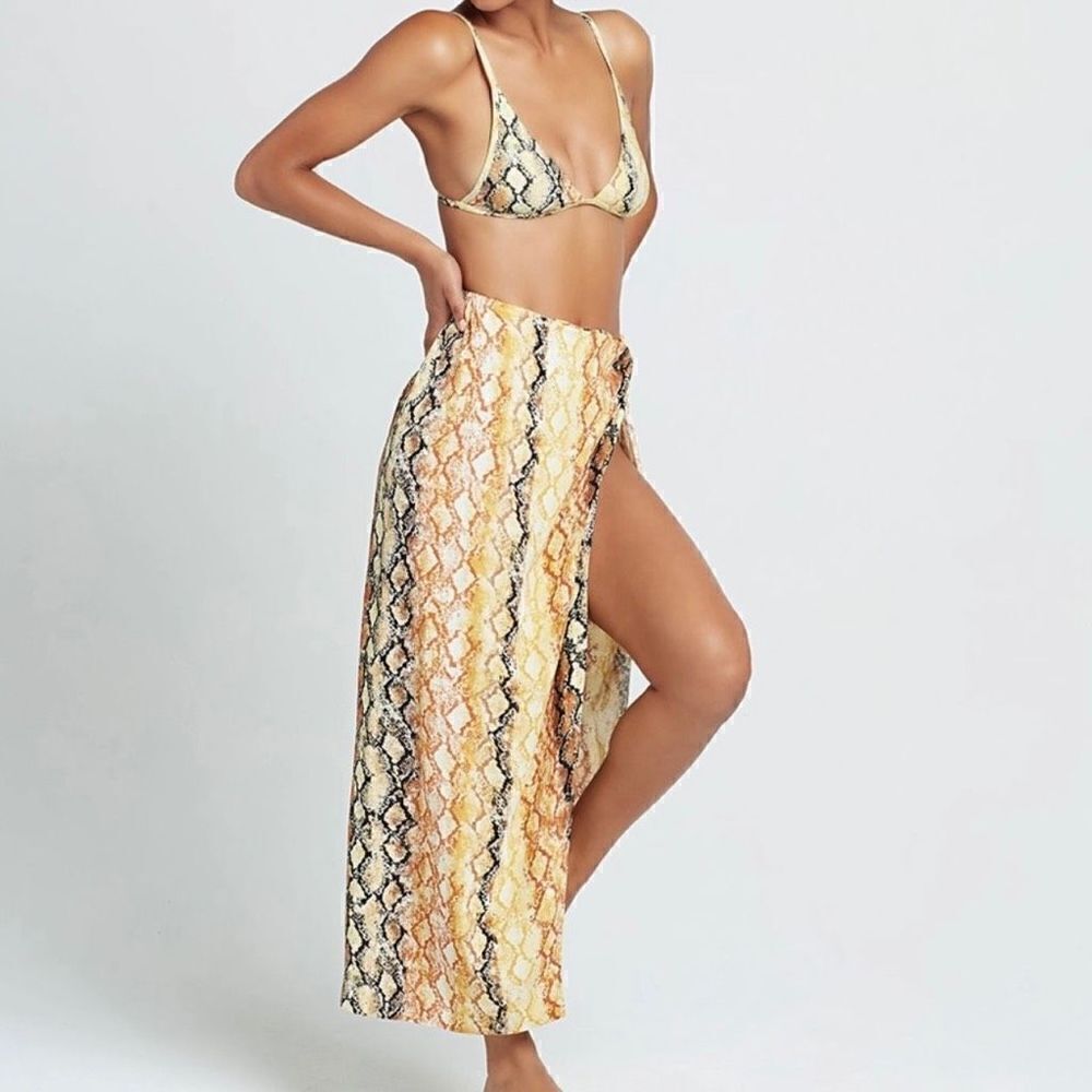 L*Space Mia Swimsuit Cover Up Skirt Pretty In Python Brown Gold MIASK21 Women XS - Picture 1 of 12